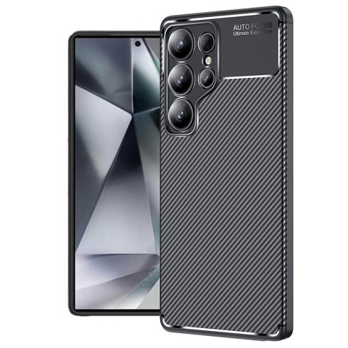 Techsuit  CarbonFiber tok  - SAMSUNG S25 Ultra - black (fekete)