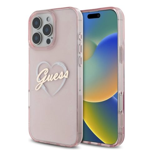 Guess - Hardcase IML Heart (GUHCP16LHCHGSPP) - iPhone 16 Pro - Pink (rózsas