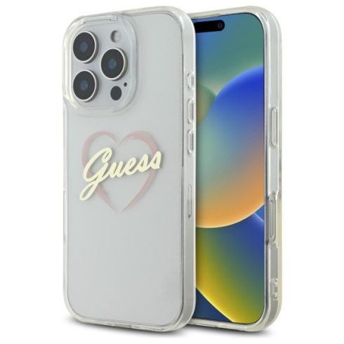 Guess - Hardcase IML Heart (GUHCP16LHCHGSPT) - iPhone 16 Pro - Clear (átlát