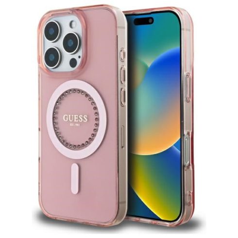 Guess - IML Rhinestones MagSafe (GUHMP16LPFTDTEP) - iPhone 16 Pro - Pink (r