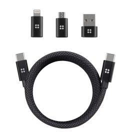   Adatkábel - 1M - USB-C - USB-C - szőtt - fekete - Mágneses - Edizard  EZ820