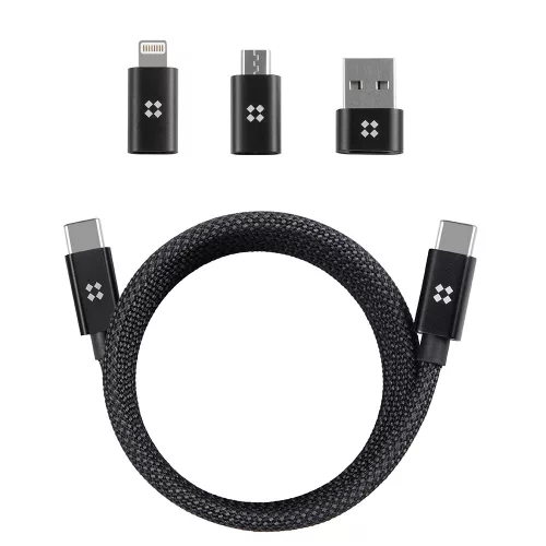 Adatkábel - 1M - USB-C - USB-C - szőtt - fekete - Mágneses - Edizard  EZ820