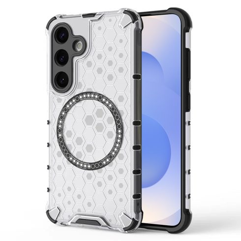 Techsuit - HoneyComb Shield MagSafe tok - Samsung S25 - White (fehér)