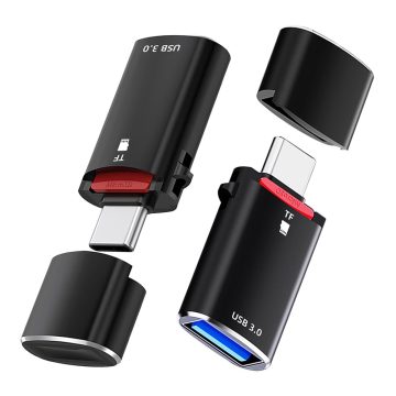   Techsuit - Card Reader AluVoltX (CC1) - 2in1, USB3.0 to Type-C OTG
