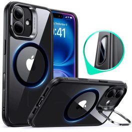   ESR - Classic Hybrid HaloLock Kickstand tok - iPhone 16 - (átlátszó) Black (fekete)