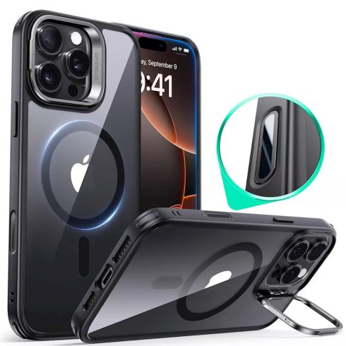 ESR - Classic Hybrid HaloLock Kickstand tok - iPhone 16 Pro - (átlátszó) Black (fekete)