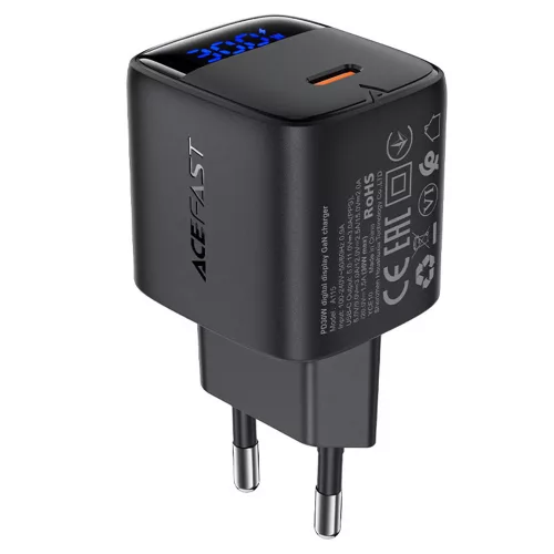 Hálózati adapter - 30W - USB-C - fekete - Acefast A115