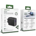 Hálózati adapter - 45W - 2x USB-A, 2x USB-C - fekete - Acefast A61