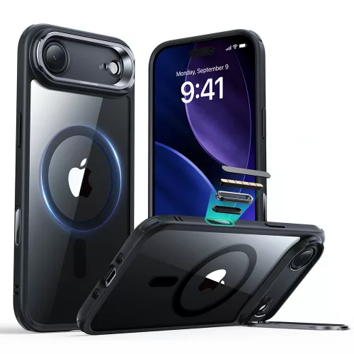 ESR - Classic Hybrid HaloLock Kickstand tok - iPhone 17 Air - Clear Black (fekete)