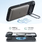 ESR - Classic Hybrid HaloLock Kickstand tok - iPhone 17 Air - Clear Black (fekete)