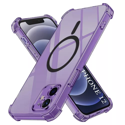 iPhone12 - Hátlap tok - átlátszó-fekete - Techsuit Shockproof Szilikon