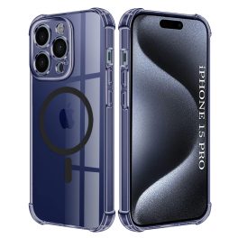   iPhone15 Pro - Hátlap tok - (átlátszó-fekete) - Shockproof Szilikon - Techsuit