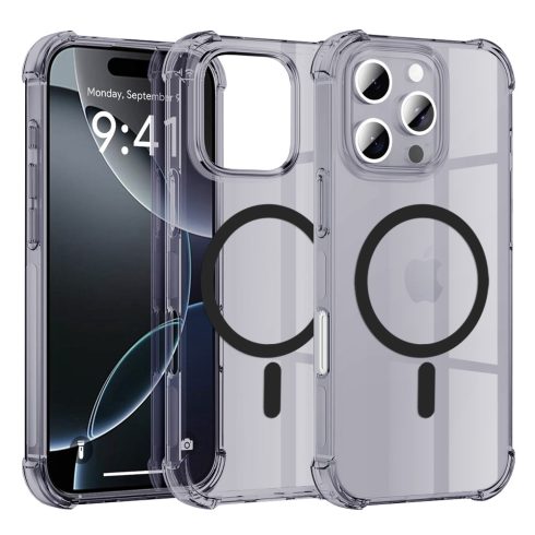 iPhone 16 Pro  - Hátlap tok - (átlátszó-fekete) - Shockproof Szilikon - Techsuit