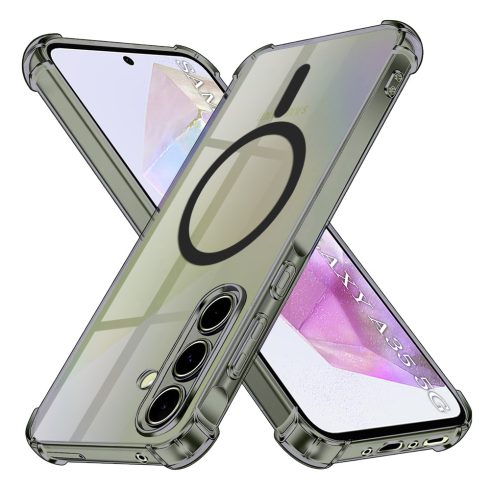 Samsung A35 - Hátlap tok - (átlátszó-fekete) - Shockproof Szilikon - Techsuit