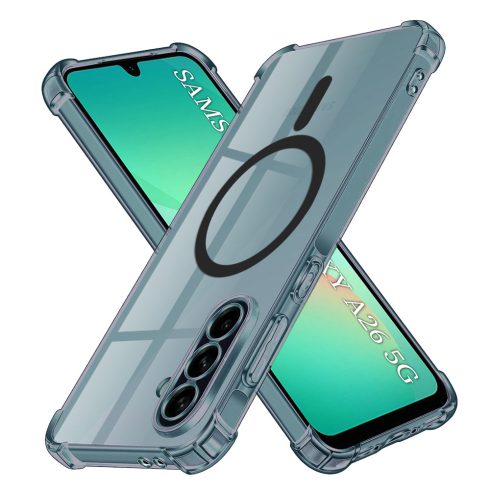 Samsung A26 5G - Hátlap tok - (átlátszó-fekete) - Shockproof Szilikon - Techsuit