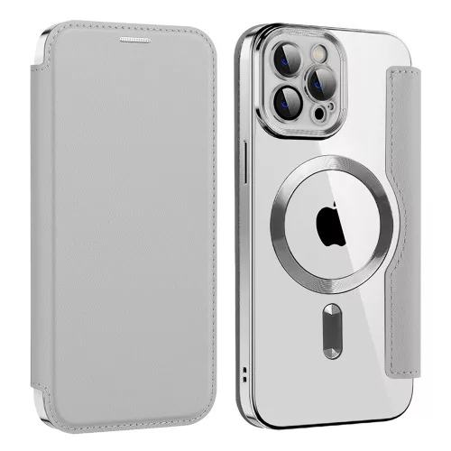 iPhone11 - Notesz tok MagSafe - ezüst - Techsuit