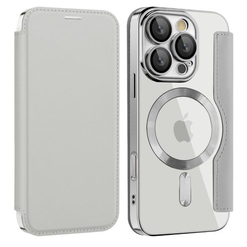 iPhone16 Pro - Notesz tok MagSafe - (szürke) - Techsuit