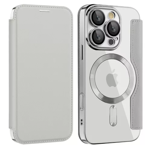 iPhone16 Pro - Notesz tok MagSafe - szürke - Techsuit