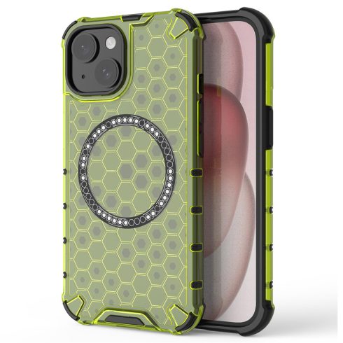 iPhone14 -  Hátlap tok MagSafe - zöld - HoneyComb Shield - Techsuit 