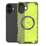 iPhone16 - Hátlap tok MagSafe - zöld - HoneyComb Shield - Techsuit
