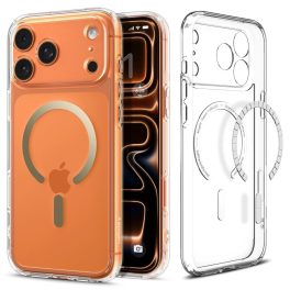   iPhone17 Pro Max  Hátlap tok - átlátszó / aramy - Spigen - Ultra Hybrid Ma