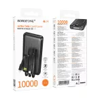 Powerbank - 10000 mAh -USB,USB-C,Lightning kábel - fekete - Borofone (BJ79)