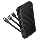 Powerbank - 10000 mAh -USB,USB-C,Lightning kábel - fekete - Borofone (BJ79)