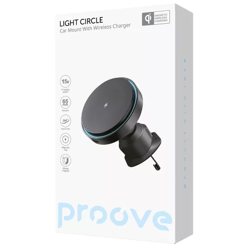 MagSafe autós tartó töltővel - fekete - Proove WHLC15010001 - 360 fok