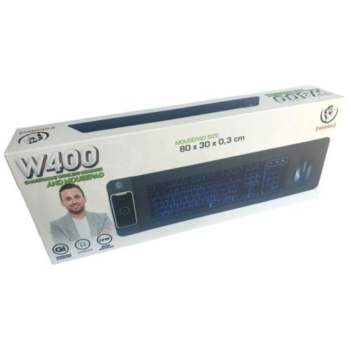 Egérpad,W400 Wirreless 80x30x0,3mm (fekete)