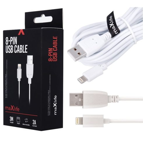 Adatkábel - USB-A - Micro usb3A 1M (fehér) - Maxlife MXTC-01