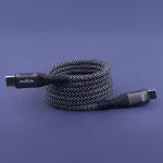 Adatkábel - 1M - USB-C - USB-C - szőtt - fekete - 100W  Mágneses összehúzás