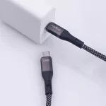Adatkábel - 1M - USB-C - USB-C - szőtt - fekete - 100W  Mágneses összehúzás