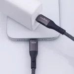 Adatkábel - 1M - USB-C - USB-C - szőtt - fekete - 100W  Mágneses összehúzás