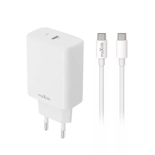 Hálózati töltő - 30W - USB-C + USB-C - fehér - Maxlife MXTC-10-30C