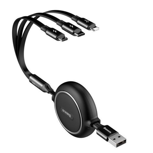 BASEUS retractable cable 3in1 USB A to Micro USB / Lightning / Type C 3,5A CAMLT-JH01 1,2 m black