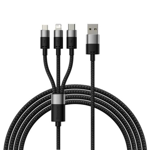 BASEUS cable 3in1 USB A to Micro USB / Lightning / Type C 3,5A 6CAXS000001 1,2 m black