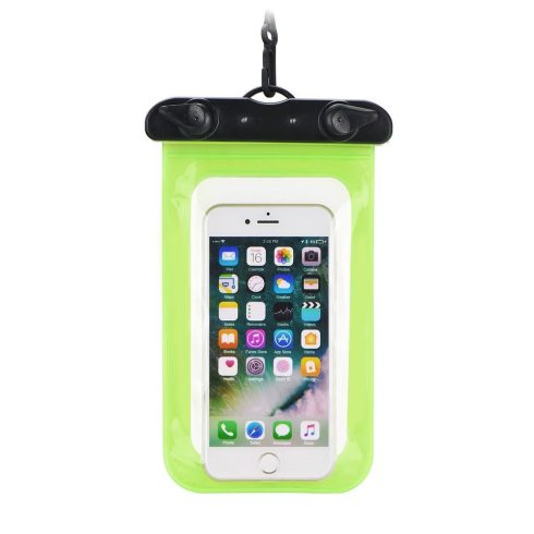 Waterproof bag for mobile phone with plastic closing green