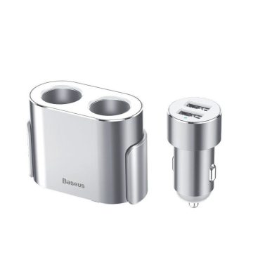   BASEUS car charger 2 x USB A + 2 x cigarette lighter x2 80W 3,1A CRDYQ-0S silver