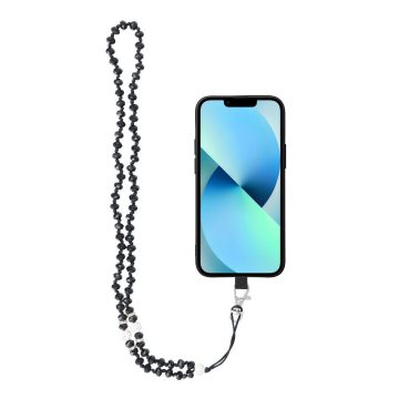   CRYSTAL DIAMOND pendant for the phone / cord length 74cm (37cm in the loop) / on neck - black