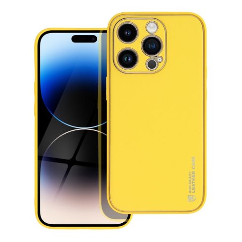 LEATHER case for IPHONE 14 Pro yellow