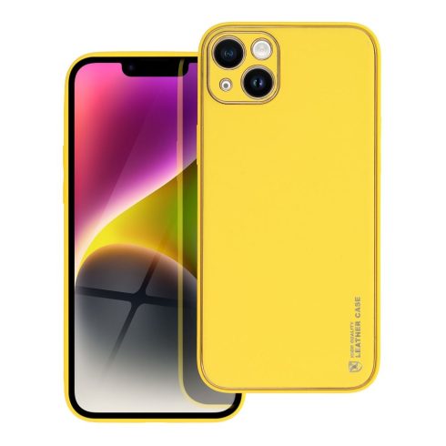 LEATHER case for IPHONE 14 Plus yellow