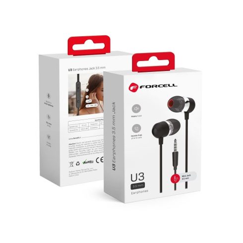 Premium Sound Hi-Fi Earphones Forcell U3 mini jack 3,5mm Black