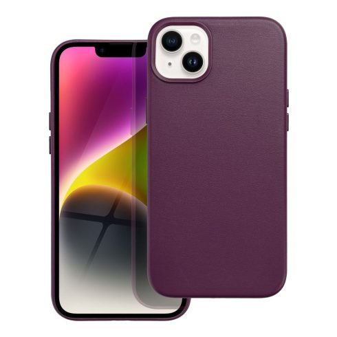 LEATHER MAG COVER case for IPHONE 14 Plus dark violet