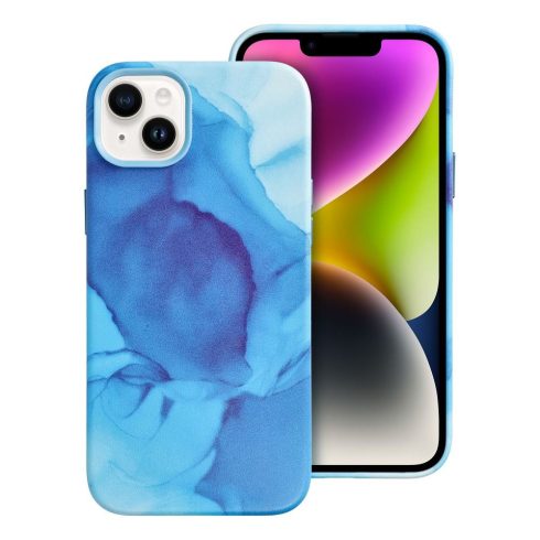 LEATHER MAG COVER case for IPHONE 14 Plus blue splash