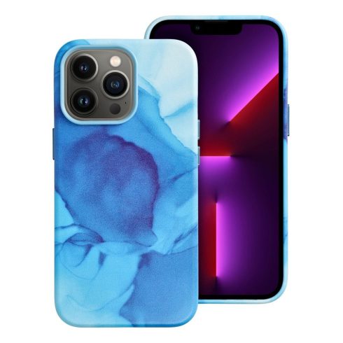 LEATHER MAG COVER case for IPHONE 13 Pro blue splash