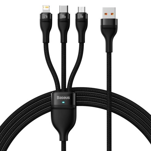 BASEUS cable 3in1 USB A do Micro USB / Lightning / Type C PD QC3.0 5A 100W CASS030001 1,2 m black