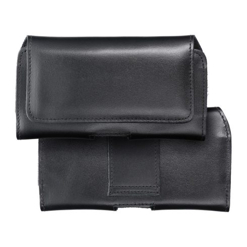 ROYAL universal horizontal leather belt holster size M for IPHONE 12 MINI / 13 MINI / SAMSUNG A40 / S8 / XIAOMI 12 / Redmi 5A black