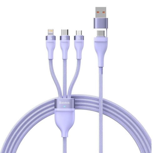 BASEUS cable 3in1 USB A / Typ C to Micro USB / Lightning / Type C PD QC 5A 100W CASS030105 1,2 m purple