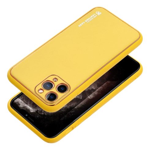 LEATHER case for IPHONE 15 Pro yellow