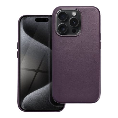 LEATHER MAG COVER case for IPHONE 15 Pro dark violet